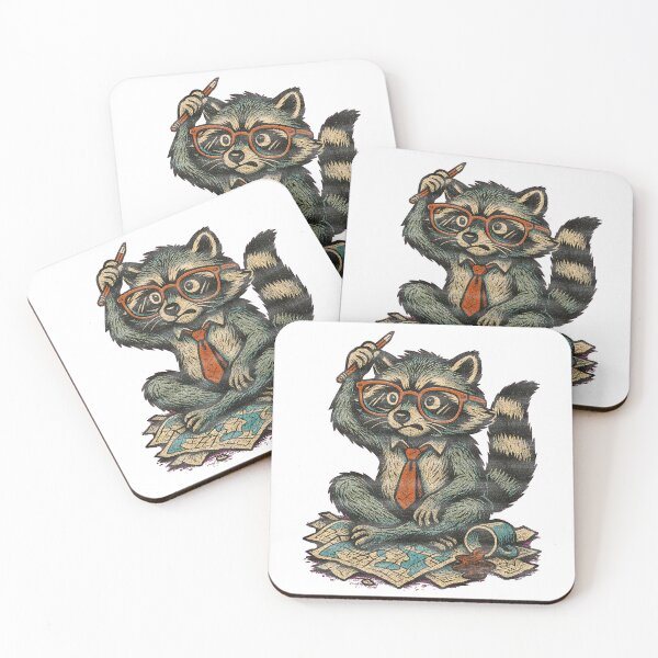 Item preview, Smart Raccoon With Map And Spilled Coffee designed and sold by Artist's Fingerprint.