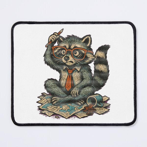 Item preview, Smart Raccoon With Map And Spilled Coffee designed and sold by Artist's Fingerprint.