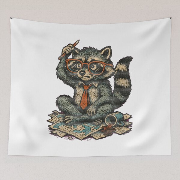 Item preview, Smart Raccoon With Map And Spilled Coffee designed and sold by Artist's Fingerprint.