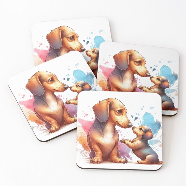 Item preview, Dachshund Mom and Puppy Watercolor Splash designed and sold by BigBlueArt.