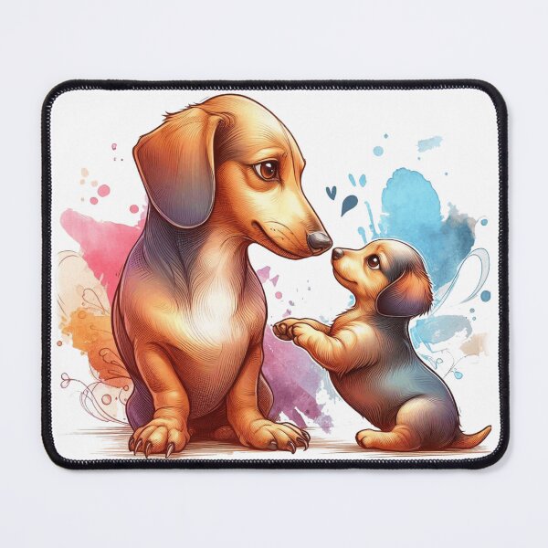 Item preview, Dachshund Mom and Puppy Watercolor Splash designed and sold by BigBlueArt.