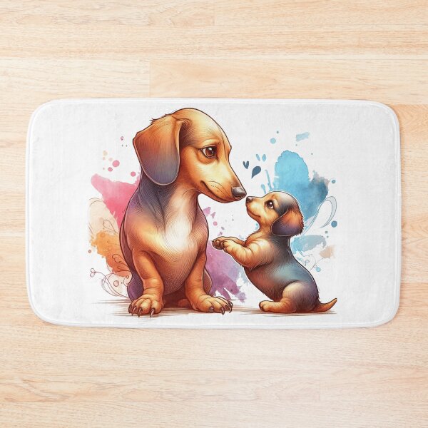 Item preview, Dachshund Mom and Puppy Watercolor Splash designed and sold by BigBlueArt.