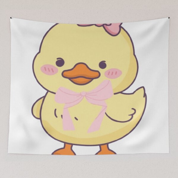 Item preview, Cute Kawaii Yellow Duck with Pink Bow designed and sold by Artstyle51.