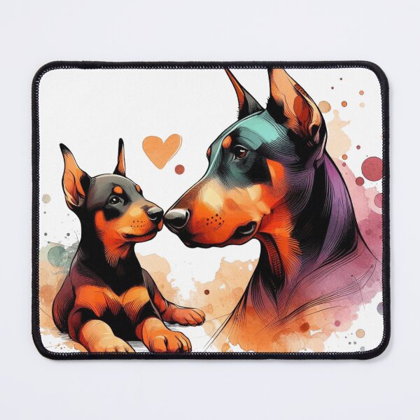 Item preview, Doberman Mom and Puppy Love Watercolor Splash designed and sold by BigBlueArt.