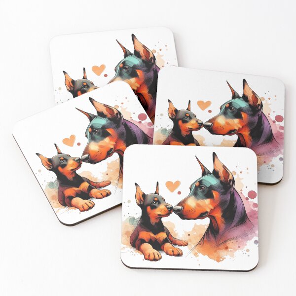 Item preview, Doberman Mom and Puppy Love Watercolor Splash designed and sold by BigBlueArt.