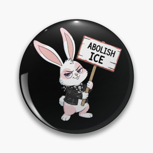 Item preview, Abolish ice rocker bunny rabbit holding picket sign designed and sold by RichTeeDesigns.