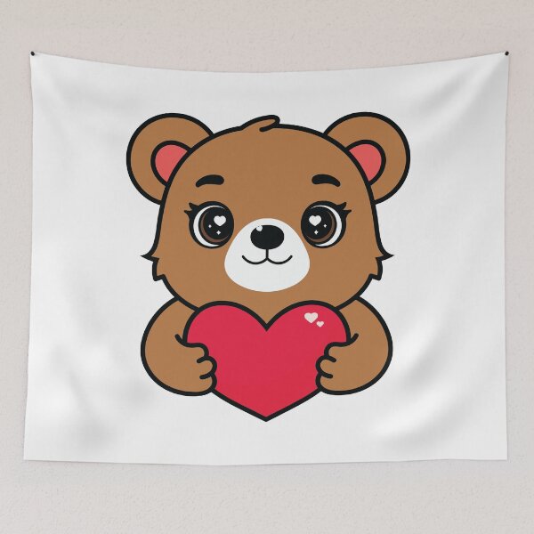 Item preview, Cute Bear Holding Heart – Kawaii Valentine Animal designed and sold by MarshallStickerX.