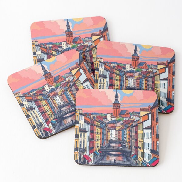 Item preview, Lyon France Colorful Cityscape Design  designed and sold by AKANKEDESIGN.