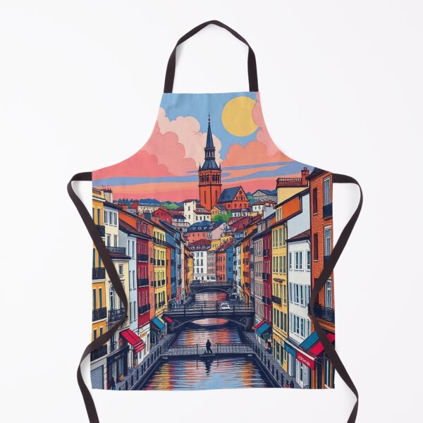 Item preview, Lyon France Colorful Cityscape Design designed and sold by AKANKEDESIGN.