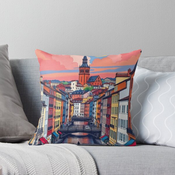 Item preview, Lyon France Colorful Cityscape Design  designed and sold by AKANKEDESIGN.