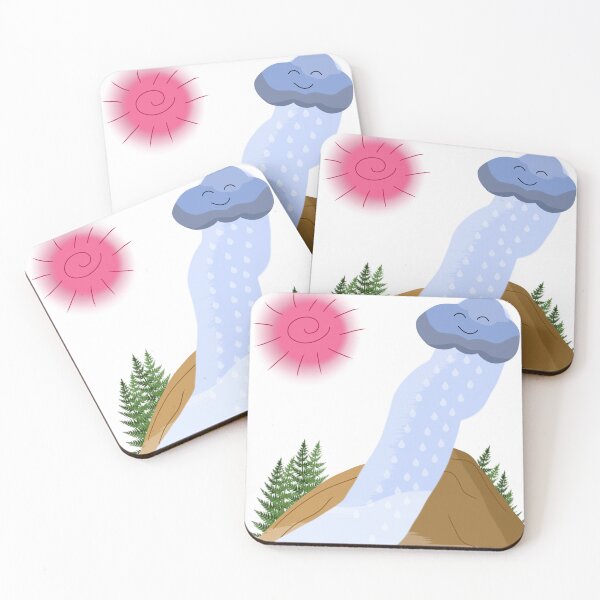 Item preview, Cute Kawaii Weather Waterfall – Happy Sun Cloud Rain designed and sold by MigWhimsy.