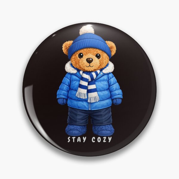 Item preview, Cozy Winter Teddy Bear - Blue Puffer Jacket & Beanie designed and sold by CuteBear87.