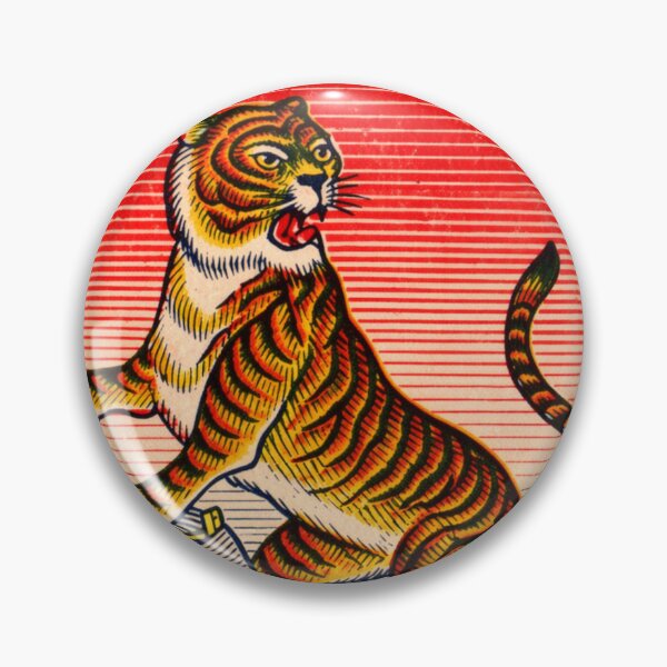 Item preview, Vintage Asian Matchbox Art – Retro Tiger Design with Nautical Flair designed and sold by Analog Aura .