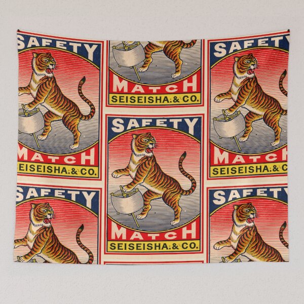 Item preview, Vintage Asian Matchbox Art – Retro Tiger Design with Nautical Flair designed and sold by Analog Aura .