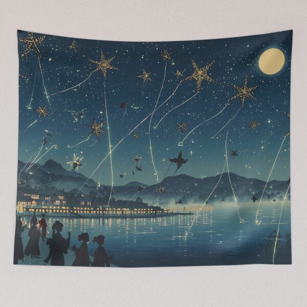 Item preview, Ukiyo-e Night Kite Festival | Japanese Woodblock Style with Lanterns designed and sold by Vandy Fullam.