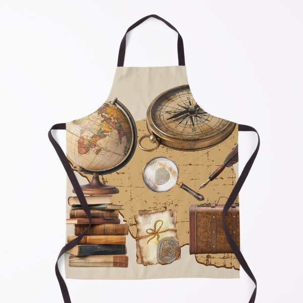 Item preview, Vintage Travel Illustration – Map, Compass and Books designed and sold by CozyPrint-CP.