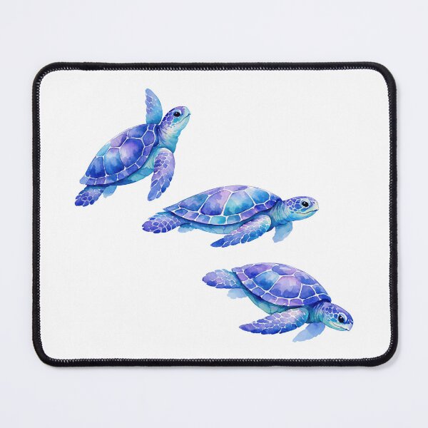 Item preview, Watercolor Sea Turtle Trio in Indigo Blue Poses Upward Level Downward designed and sold by zoughlal.