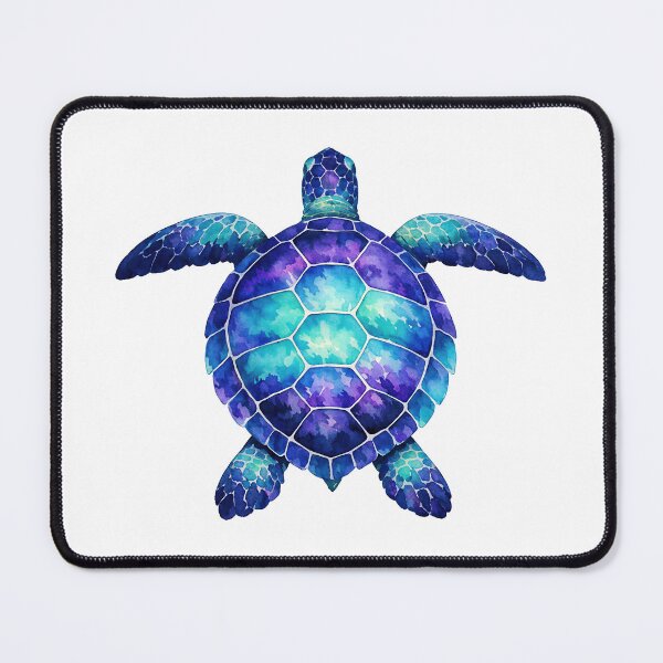 Item preview, Top View Watercolor Sea Turtle Gliding with Patterned Shell in Teal Navy Violet designed and sold by zoughlal.