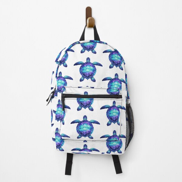 Item preview, Top View Watercolor Sea Turtle Gliding with Patterned Shell in Teal Navy Violet designed and sold by zoughlal.