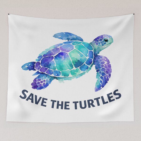 Item preview, Save The Turtles Watercolor Sea Turtle Emblem with Bold Conservation Message designed and sold by zoughlal.