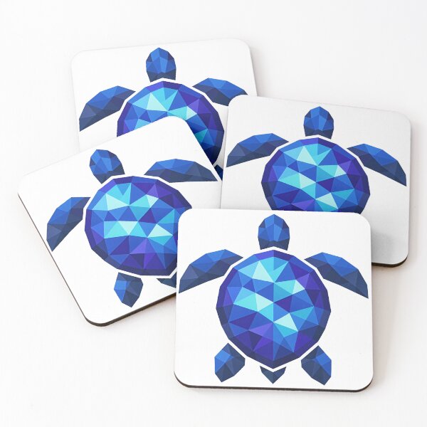 Item preview, Low Poly Geometric Sea Turtle with Faceted Polygon Shell in Blue Indigo Cyan designed and sold by zoughlal.