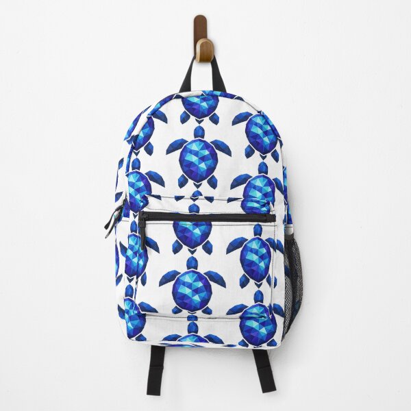 Item preview, Low Poly Geometric Sea Turtle with Faceted Polygon Shell in Blue Indigo Cyan designed and sold by zoughlal.