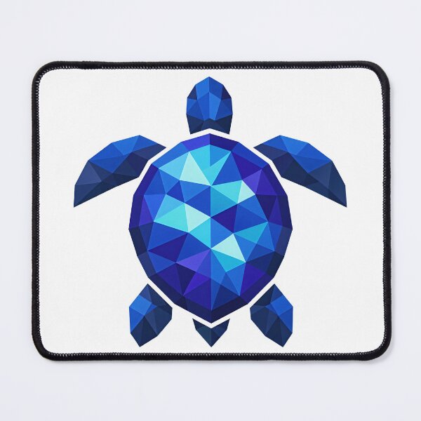 Item preview, Low Poly Geometric Sea Turtle with Faceted Polygon Shell in Blue Indigo Cyan designed and sold by zoughlal.