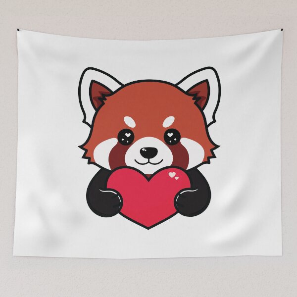 Item preview, Cute Red Panda Holding Heart – Kawaii Valentine Animal  designed and sold by MarshallStickerX.