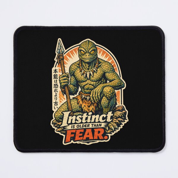 Item preview, Instinct Is Older Than Fear Retro Lizard Warrior Tribal Art - Vintage Reptilian Fighter Fantasy Quote - Primal Strength Survivalist Motivational Design - Warrior Spirit Reptile Creature Art designed and sold by Vivaan Studio.