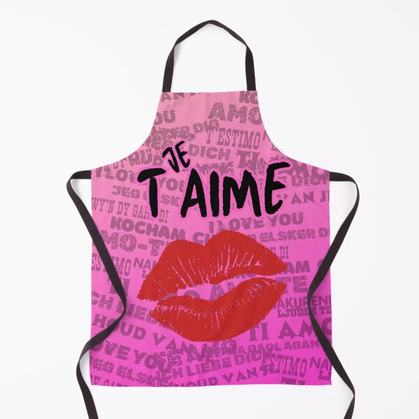Item preview, Je t'aime clock, apron, t-shirt and pin badge designed and sold by HeathWayPrints.