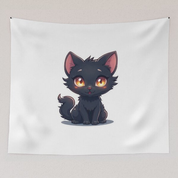 Item preview, Cute Black Cat – Cozy Spooky Glow Style designed and sold by santi-ia.