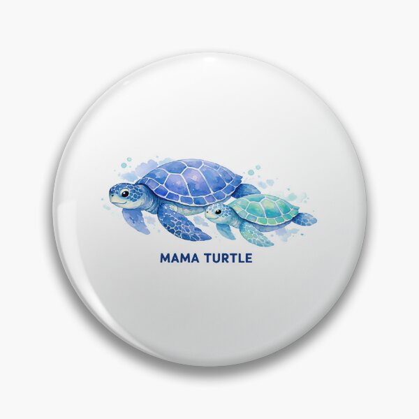 Item preview, Mama Turtle Watercolor Sea Turtle Pair Swimming Side by Side in Ocean Blue designed and sold by zoughlal.
