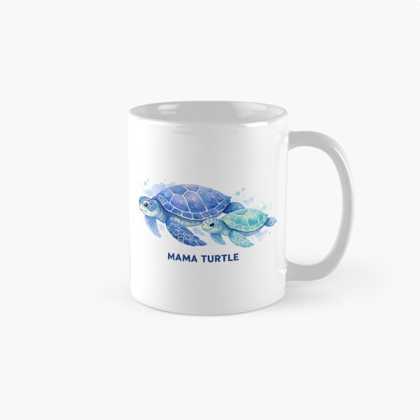 Item preview, Mama Turtle Watercolor Sea Turtle Pair Swimming Side by Side in Ocean Blue designed and sold by zoughlal.