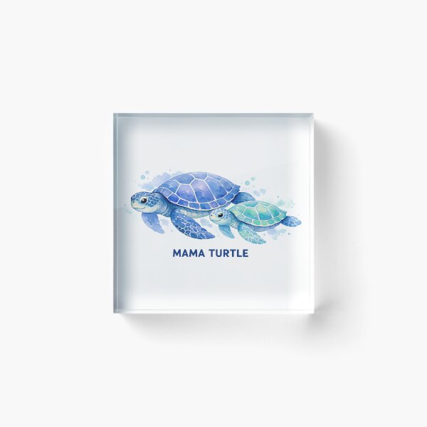Item preview, Mama Turtle Watercolor Sea Turtle Pair Swimming Side by Side in Ocean Blue designed and sold by zoughlal.