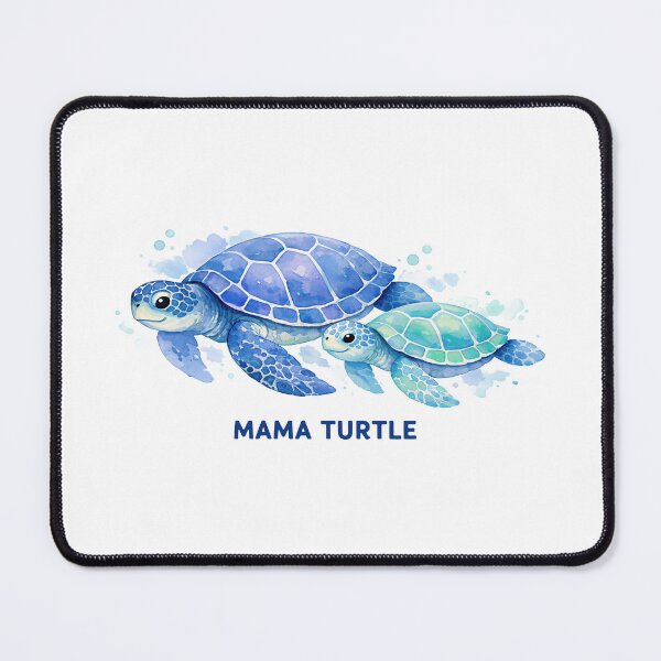 Item preview, Mama Turtle Watercolor Sea Turtle Pair Swimming Side by Side in Ocean Blue designed and sold by zoughlal.