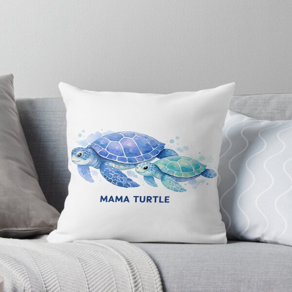 Item preview, Mama Turtle Watercolor Sea Turtle Pair Swimming Side by Side in Ocean Blue designed and sold by zoughlal.
