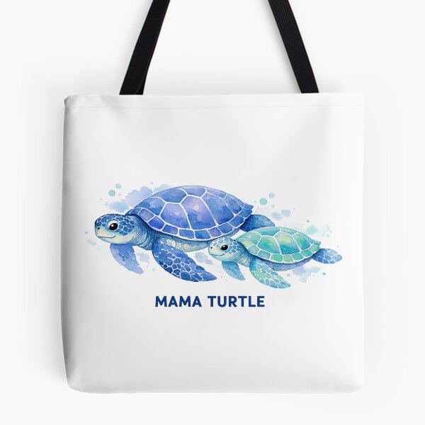Item preview, Mama Turtle Watercolor Sea Turtle Pair Swimming Side by Side in Ocean Blue designed and sold by zoughlal.