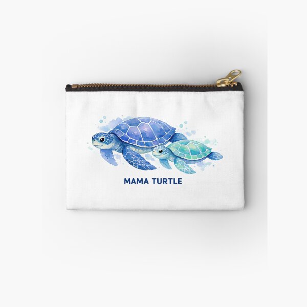 Item preview, Mama Turtle Watercolor Sea Turtle Pair Swimming Side by Side in Ocean Blue designed and sold by zoughlal.