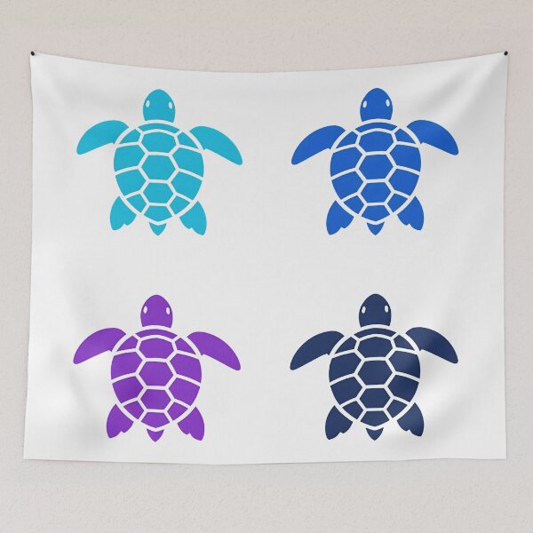 Item preview, Pop Art Sea Turtle 2x2 Grid with Four Bold Blue Purple Color Variations designed and sold by zoughlal.