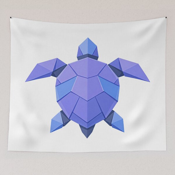 Item preview, Origami Sea Turtle with Folded Facet Look in Periwinkle Sky Blue Slate designed and sold by zoughlal.