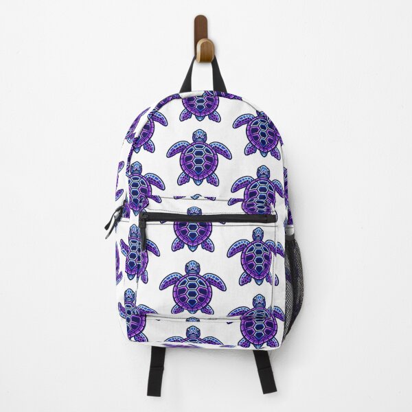 Item preview, Neon Outline Sea Turtle Linework in Electric Blue and Neon Purple High Contrast designed and sold by zoughlal.