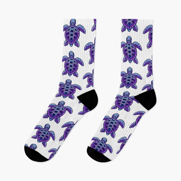 Item preview, Neon Outline Sea Turtle Linework in Electric Blue and Neon Purple High Contrast designed and sold by zoughlal.