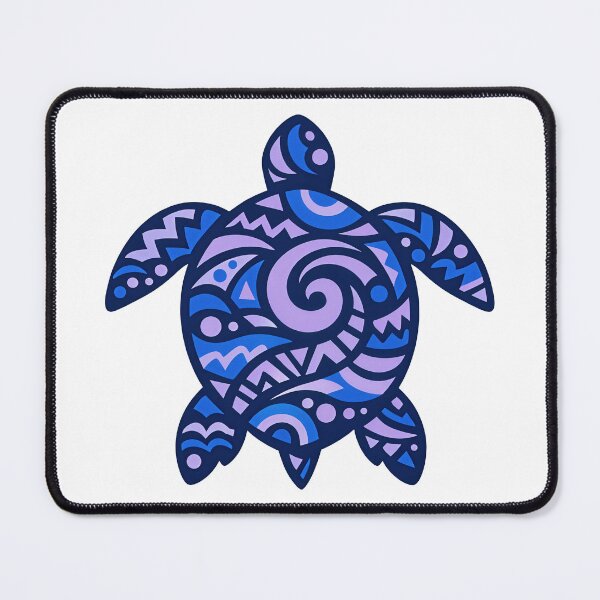 Item preview, Sea Turtle Silhouette with Bold Abstract Pattern Motifs in Navy Blue Lavender designed and sold by zoughlal.