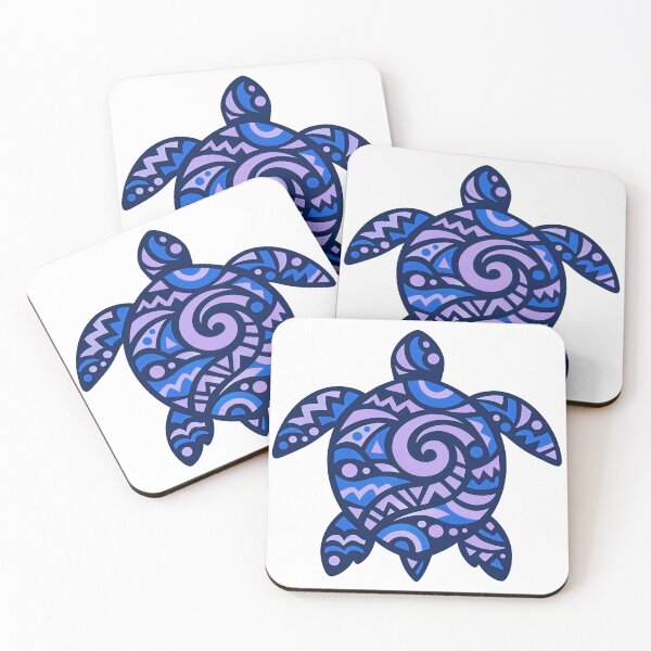 Item preview, Sea Turtle Silhouette with Bold Abstract Pattern Motifs in Navy Blue Lavender designed and sold by zoughlal.