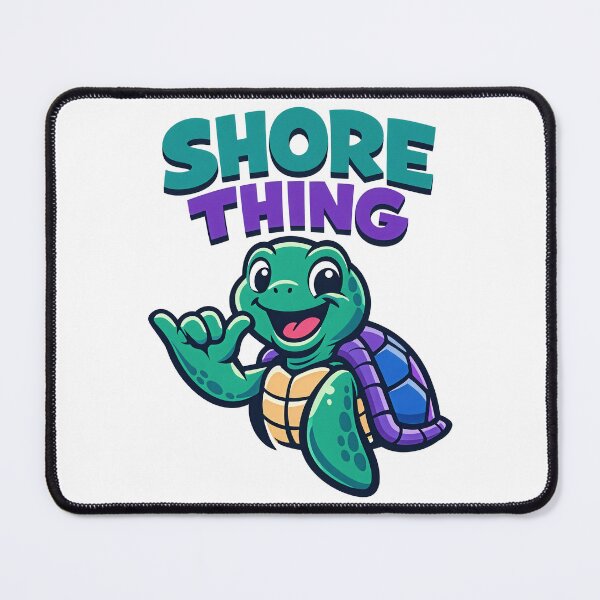 Item preview, Shore Thing Sea Turtle Cartoon with Shaka Flipper Gesture and Surf Humor Quote designed and sold by zoughlal.
