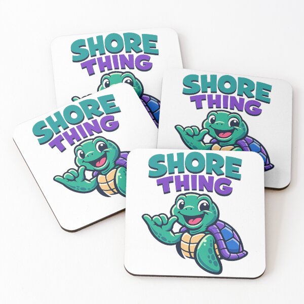 Item preview, Shore Thing Sea Turtle Cartoon with Shaka Flipper Gesture and Surf Humor Quote designed and sold by zoughlal.