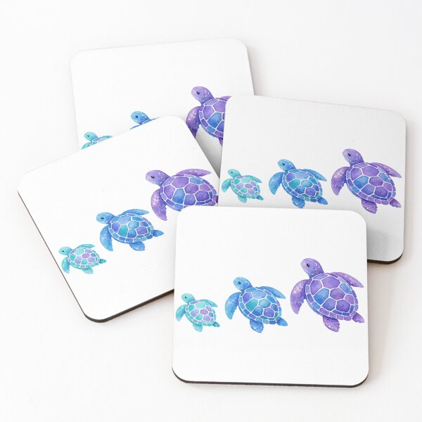 Item preview, Watercolor Sea Turtle Growth Trio from Small to Large in Curved Trail Arrangement designed and sold by zoughlal.