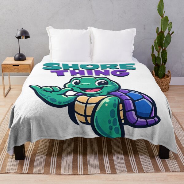 Item preview, Shore Thing Sea Turtle Cartoon with Shaka Flipper Gesture and Surf Humor Quote designed and sold by zoughlal.