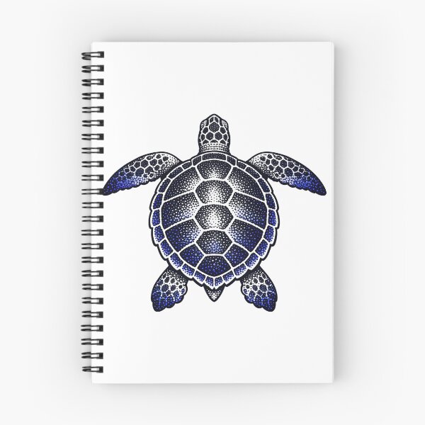Item preview, Minimal Dotwork Sea Turtle with Stipple Shading in Ink Black and Indigo designed and sold by zoughlal.