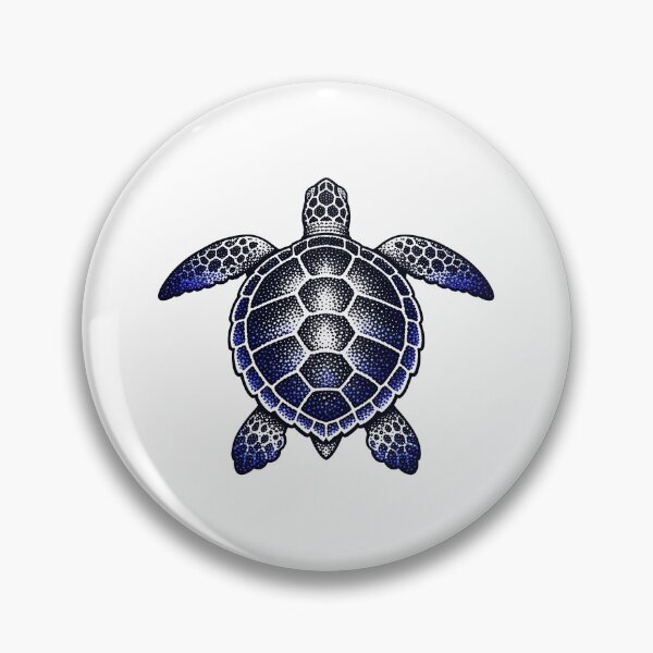 Item preview, Minimal Dotwork Sea Turtle with Stipple Shading in Ink Black and Indigo designed and sold by zoughlal.